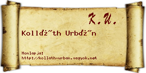 Kolláth Urbán névjegykártya